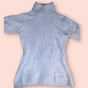 3 for 15: Blue Knit Patchwork Turtleneck